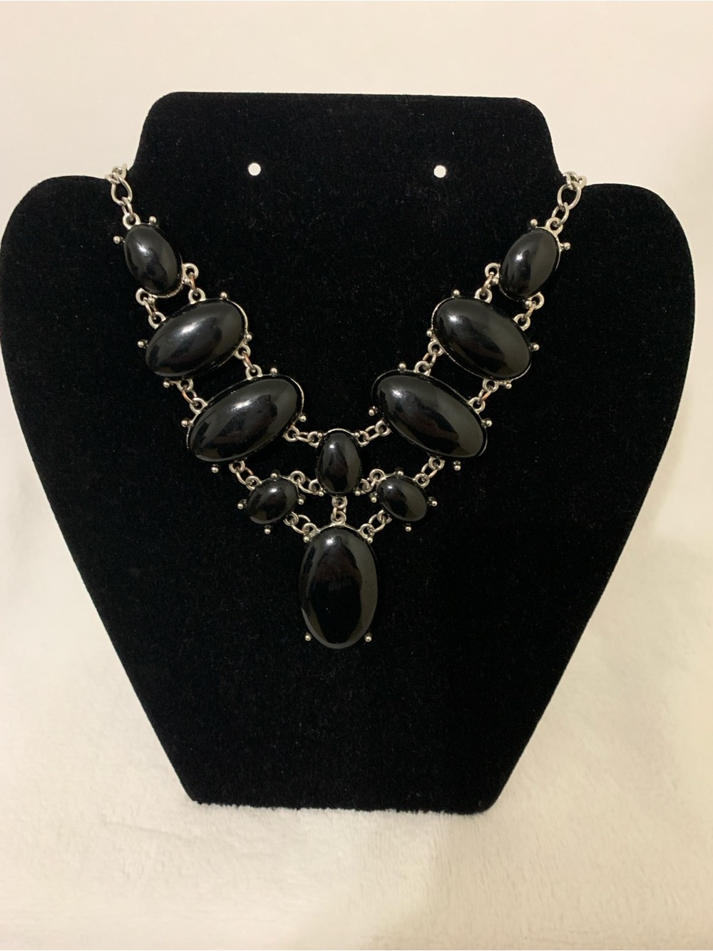 Black Statement Bib Necklace - Elegant Women's Jewelry
